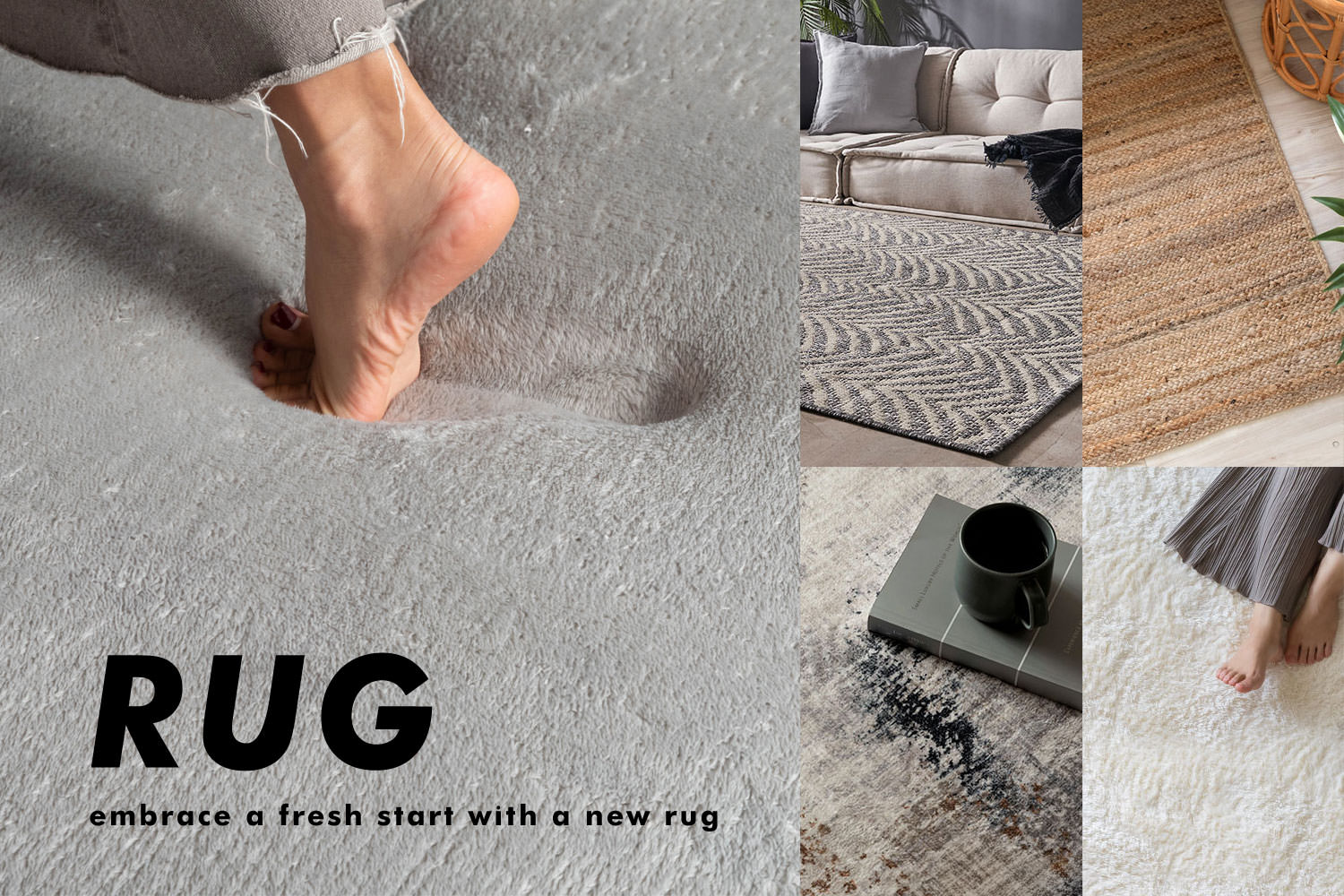 ラグ・ラグマットの施工イメージ。シャギーラグやデザインラグを敷いたおしゃれな部屋