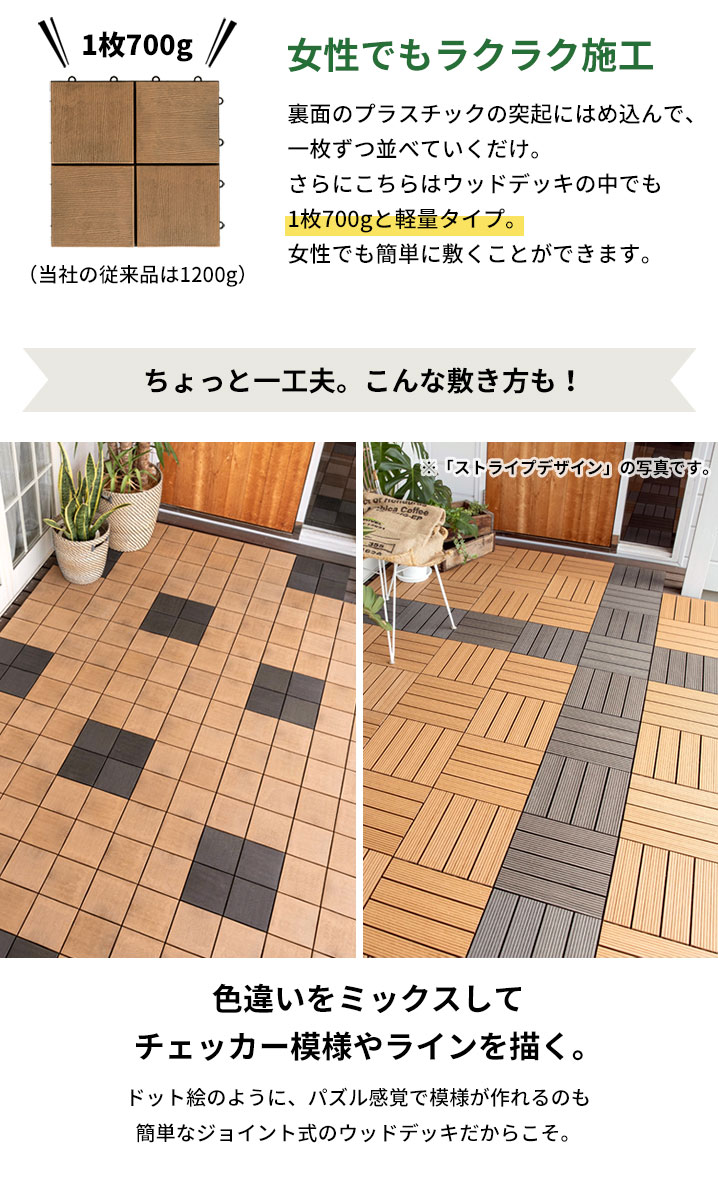 ウッドパネル ウッドタイル ウッドデッキ 人工木 樹脂 ベランダタイル 楽天市場】ウッドデッキタイル 人工木 樹脂 正方形 四角 15枚/20
