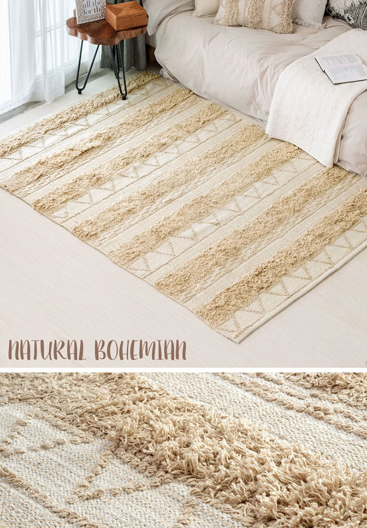 ボヘミアンスタイルラグ 132cm x 190cm