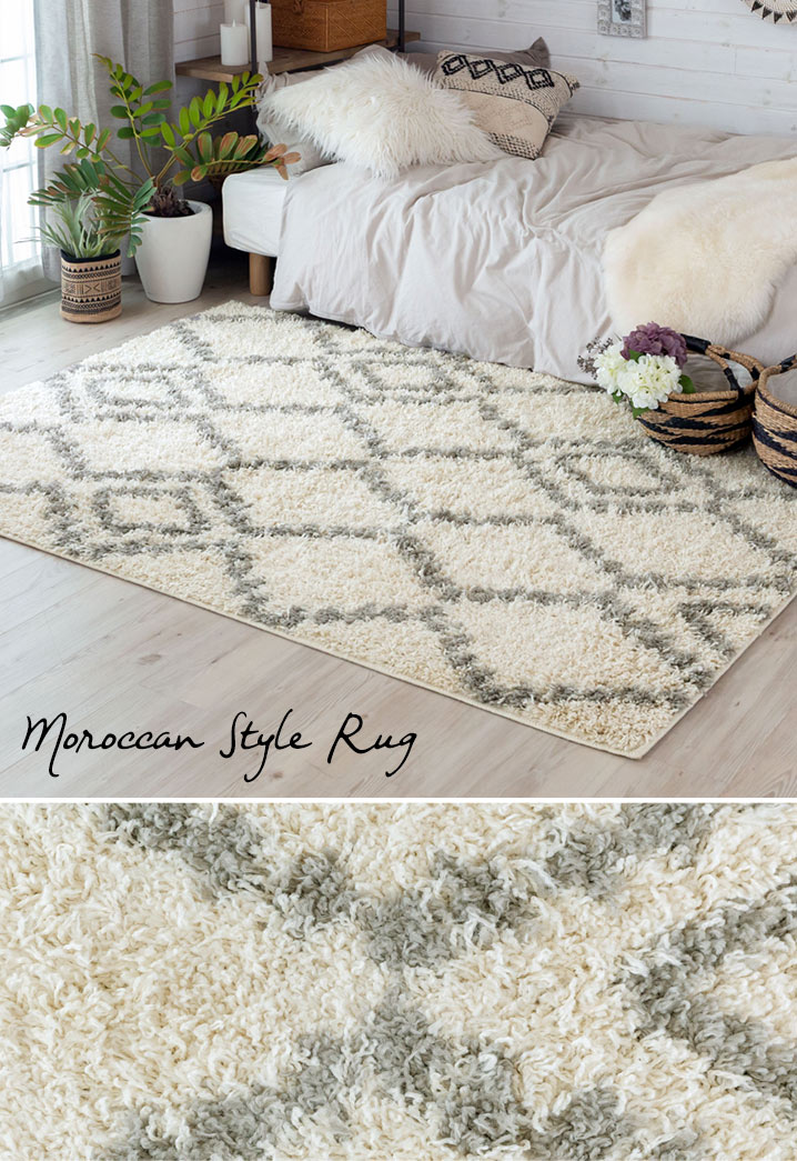 長めの毛足がふんわり気持ちいい、ベニオワレン風のデザインラグ