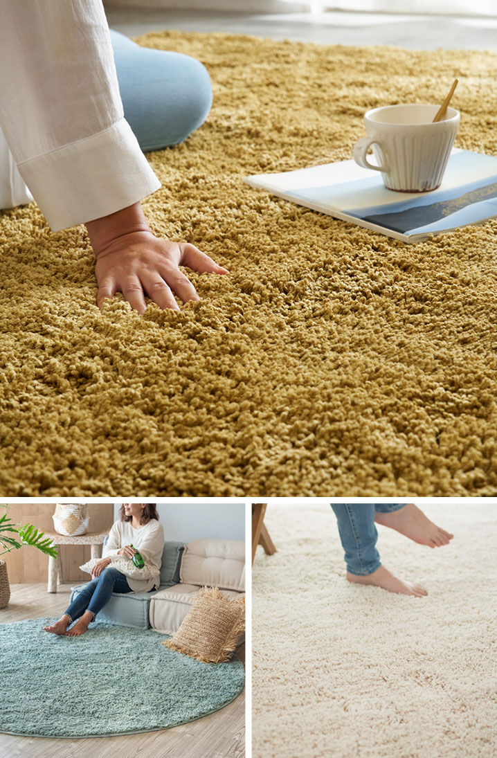 ふんわり丸いデザインが魅力のマイクロファイバーシャギーラグ 直径185cm