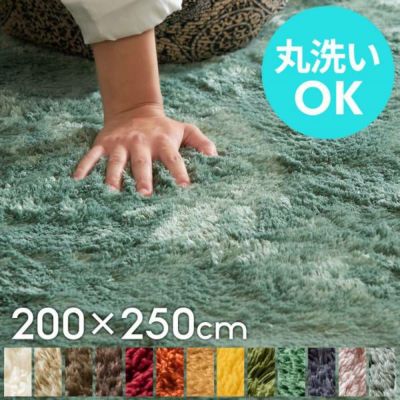 洗えるマイクロファイバーフラッフィラグカーペット（約200cmx250cm）