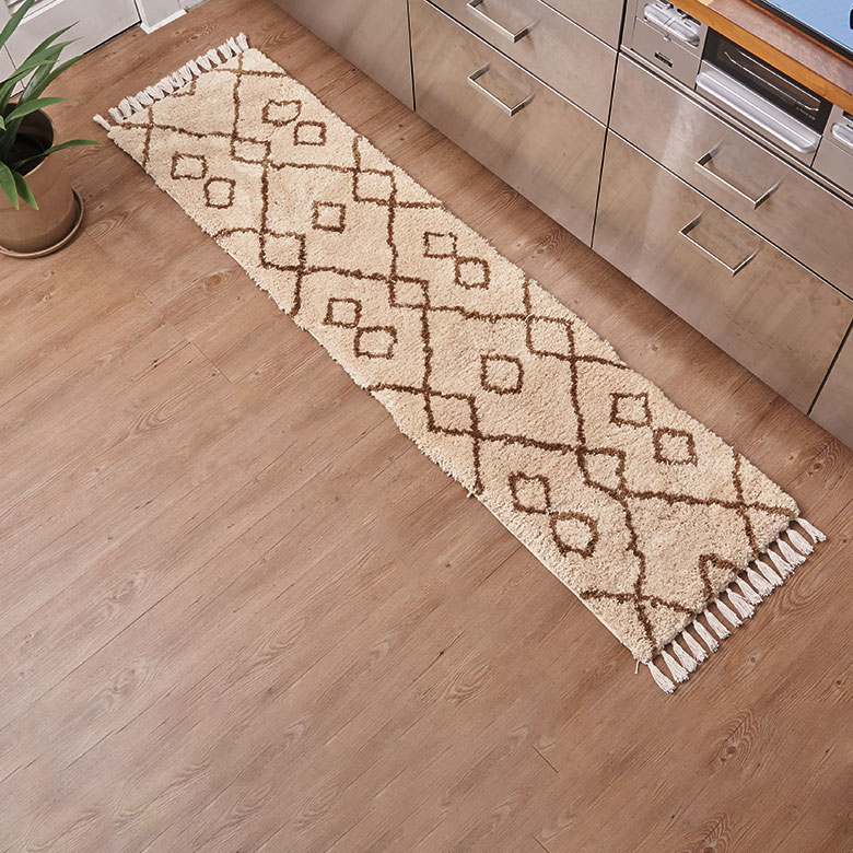 キッチンマットラグマット45cm×185cmベニオワレン風ラグカーペットおしゃれ長方形絨毯じゅうたんオールシーズン春夏秋冬モロッカンモロカンアジアンリゾート玄関マット水色白グレー45×185敷物[b2b-83]