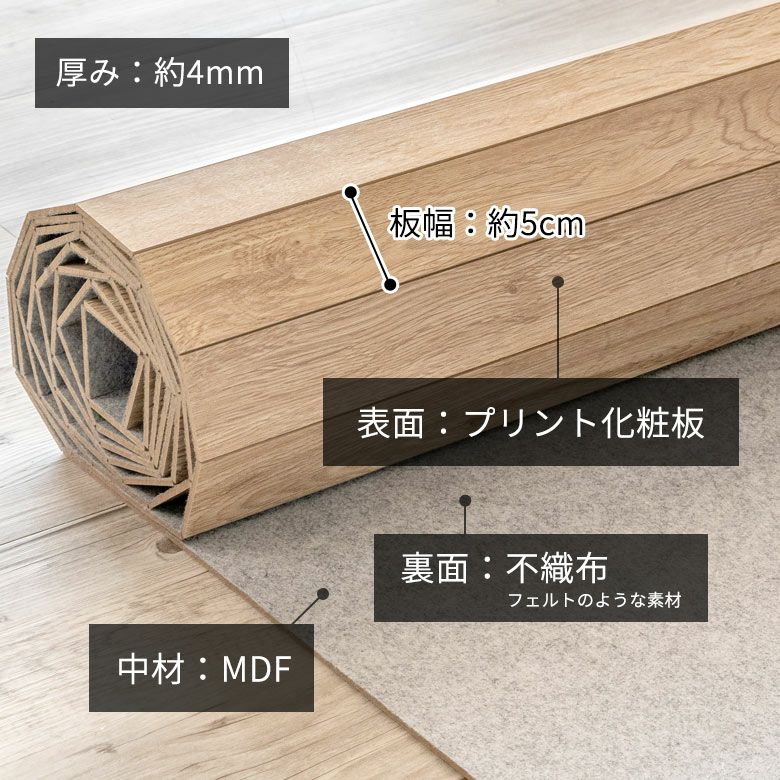 1枚敷きで簡単設置 江戸間4畳半用のヴィンテージ風フローリングカーペット