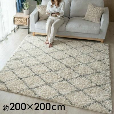 ラグ ラグマット 200×200cm エジプト製 ベニオワレン風 モロッカン ラグ カーペット おしゃれ 長方形 ラグ じゅうたん 絨毯 カーペット 敷物 センターラグ リビング マット シャギーラグ 西海岸 ビーチハウス コー