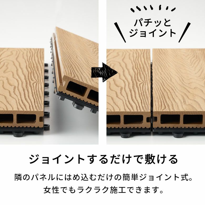 簡単ジョイントでおしゃれに！人工木ウッドデッキタイル 4枚セット 120x30cm