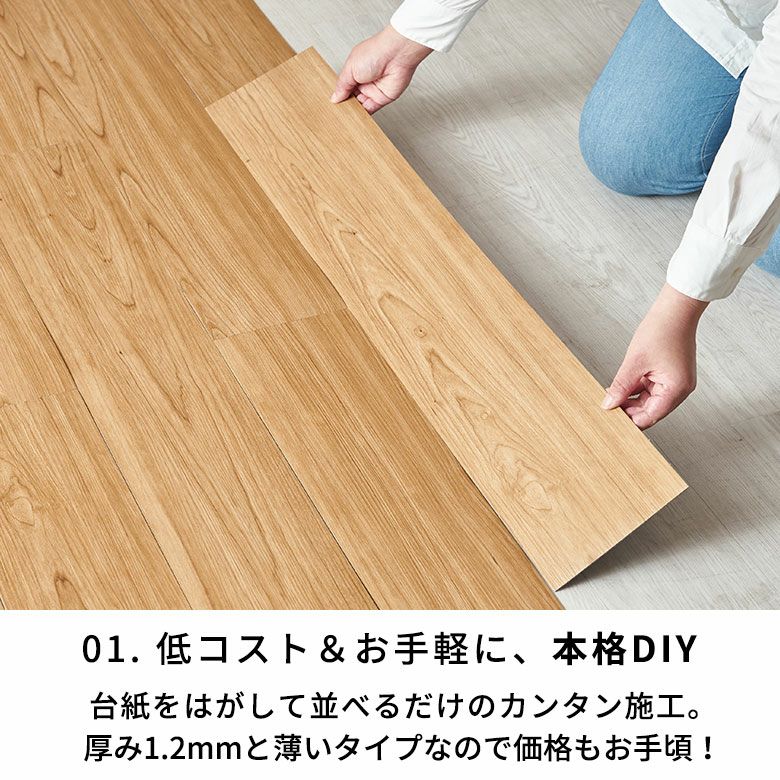 新宿フロアタイル シール 約4.5畳 72枚セット 木目 フローリング 貼るだけ 接着剤不要 床材 傷防止 リフォーム DIY 工事材料 床材