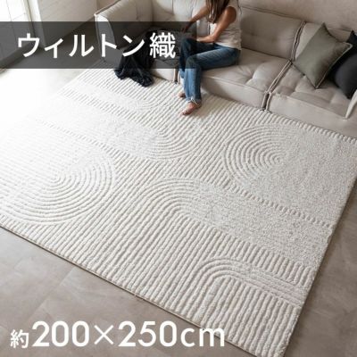 床暖房対応オールシーズン使えるおしゃれなエンボスデザインのウィルトン織ラグカーペット約200×250cm　[eg84369]