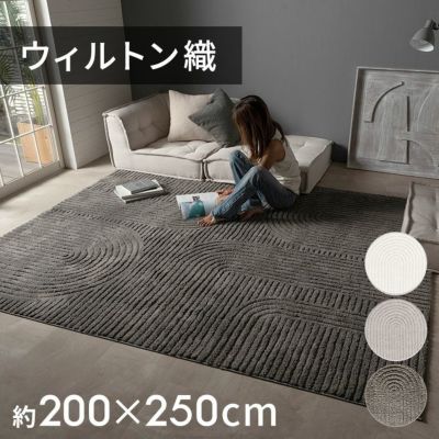 床暖房対応オールシーズン使えるおしゃれなエンボスデザインのウィルトン織ラグカーペット約200×250cm　[eg84369]